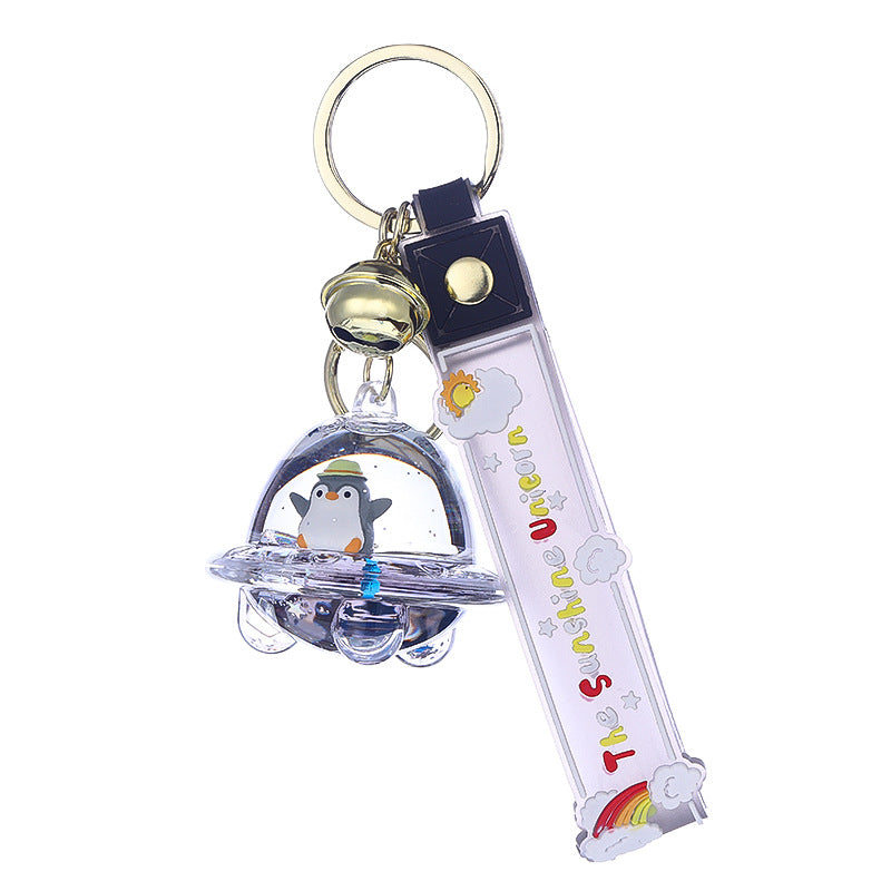 Wholesale Acrylic Quicksand Bottle Penguin Keychain